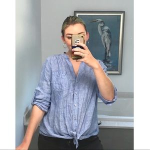 Beautiful Blue Linen Top